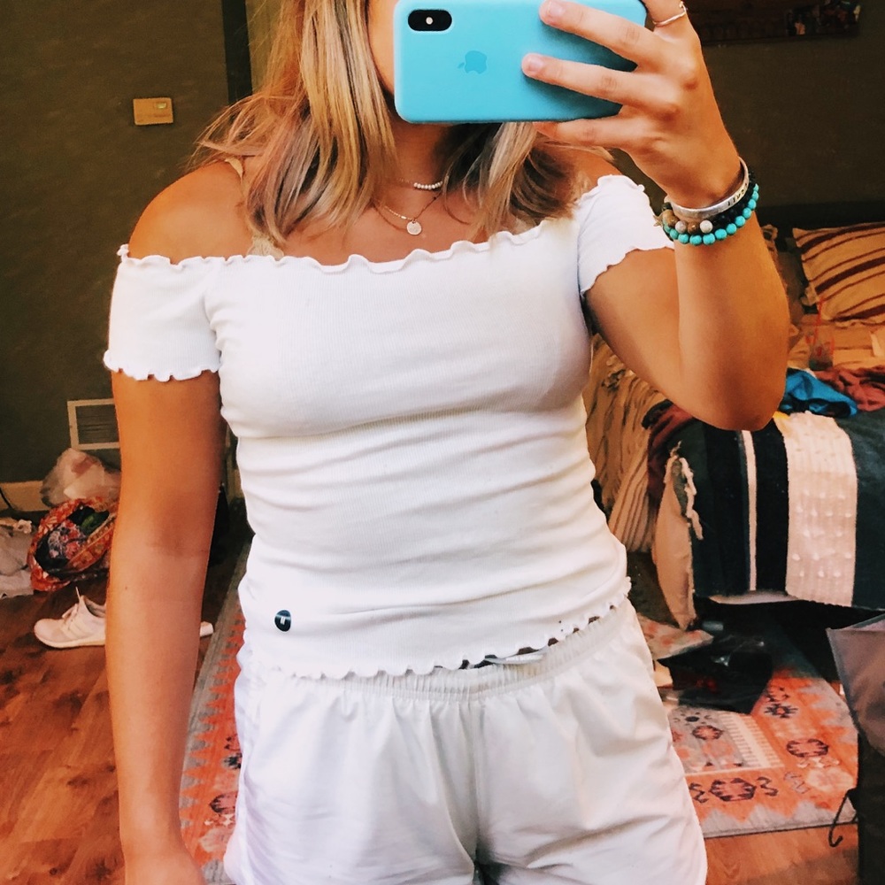 Hollister Off the Shoulder White Tee